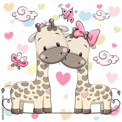 Sticker Sprookjesachtige schattige giraffen