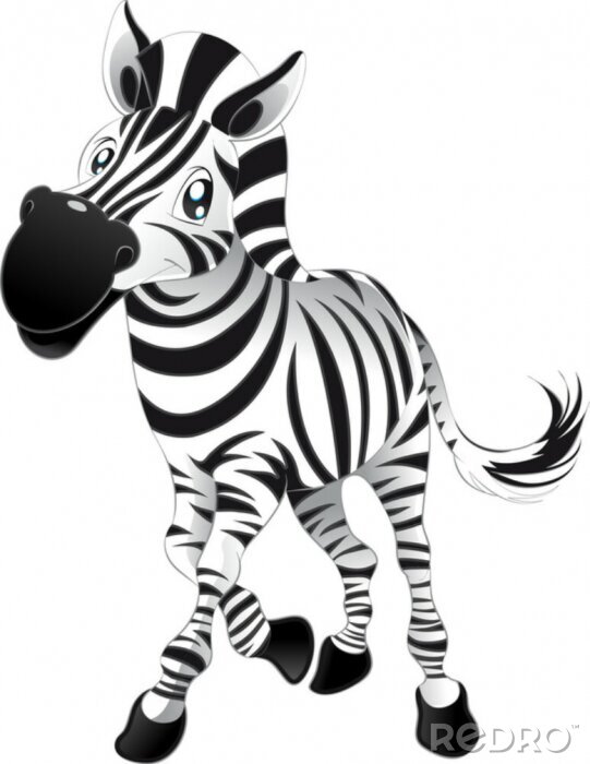 Poster Sprookjesachtige zebra op een witte achtergrond