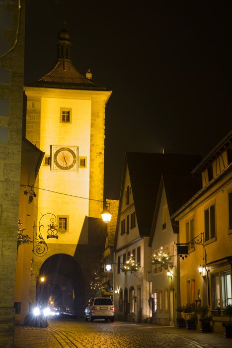 Poster Stad en straten 's nachts