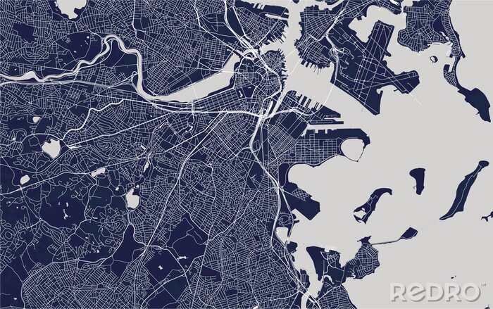 Poster Stadsplattegrond van Boston