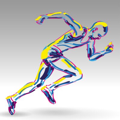 Poster startujący biegacz WEKTOR