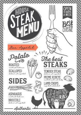Poster Steak menu restaurant, voedsel sjabloon.