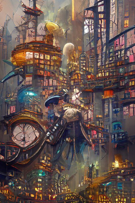 Poster Steampunk-stad