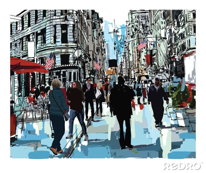 Poster Steet in de stad New York