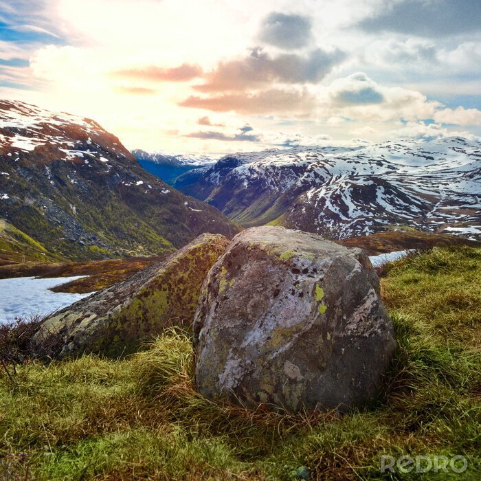 Poster Stenen op de bergtoppen
