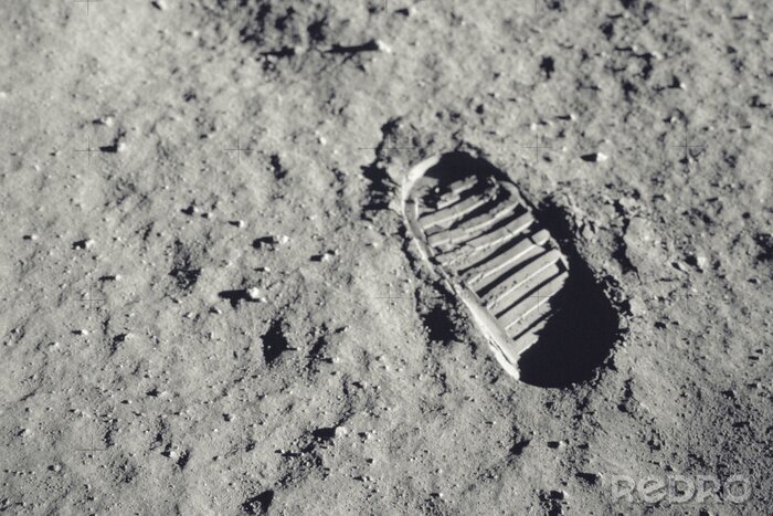Poster Step on the moon. Elements of this image furnished by NASA