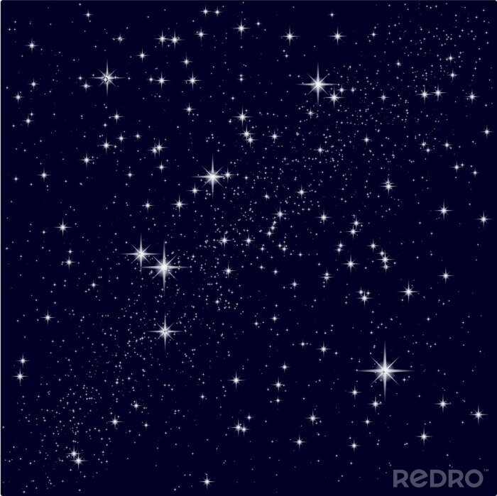 Poster Sterren en sterrenstelsel op een donkere achtergrond