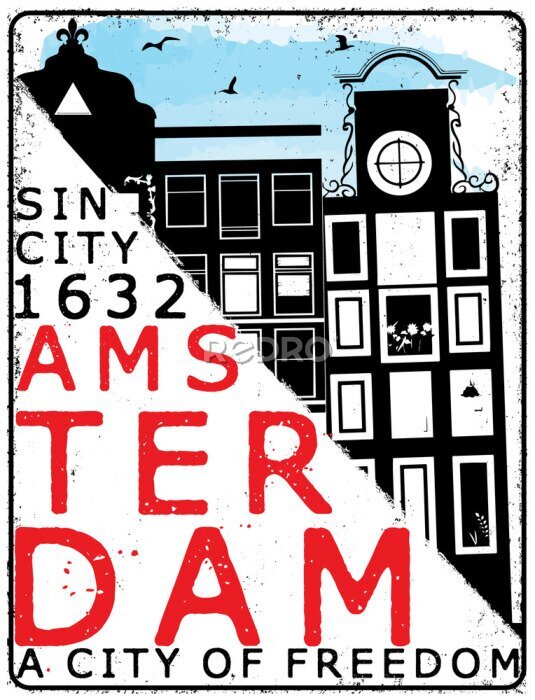 Poster Stijlvolle Amsterdamse illustratie