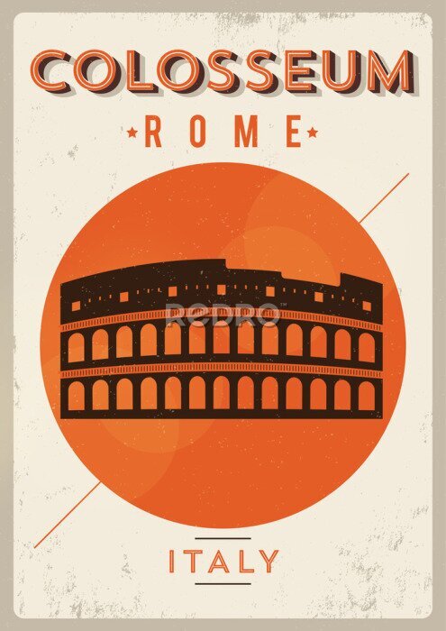 Poster Stijlvolle retro Rome-graphics