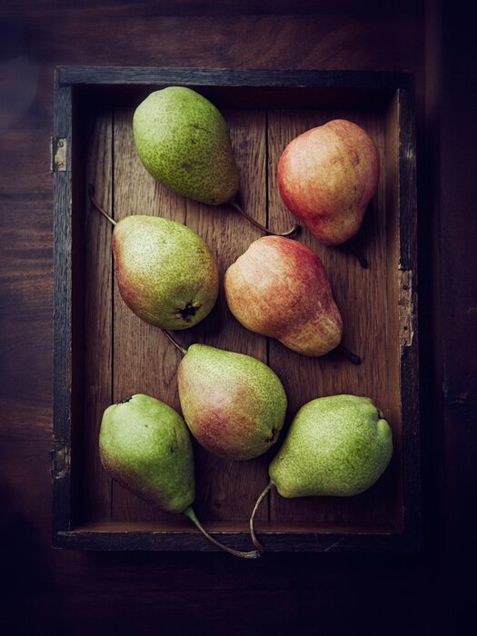 Poster Stilleven van appels op hout