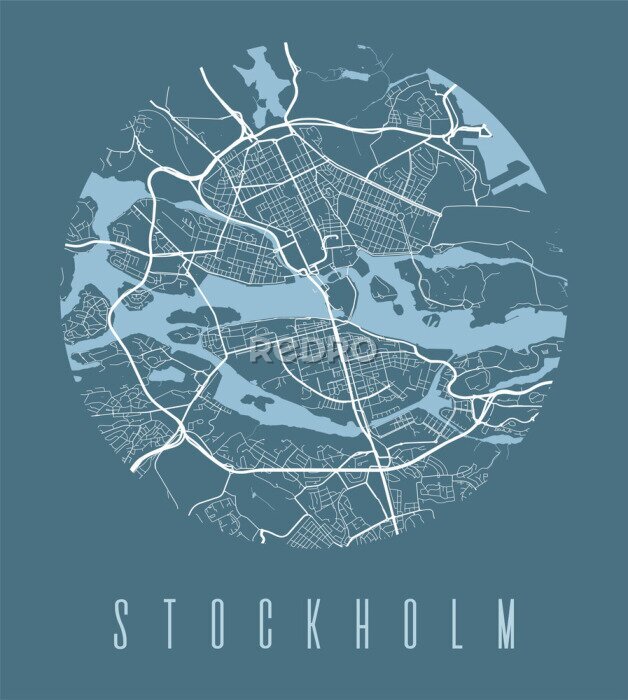 Poster Stockholm illustratie met kaart