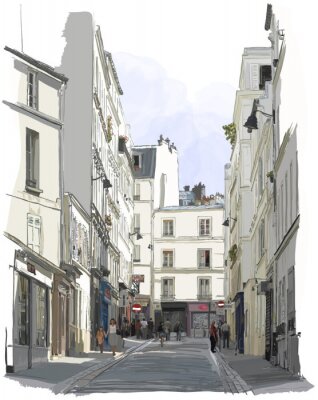 straat in de buurt van Montmartre in Parijs