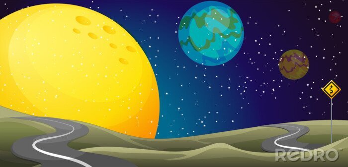 Poster Straat op een planeet in de ruimte