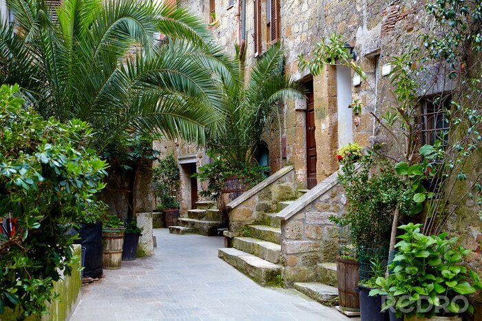 Poster Straten met oude gebouwen In de Italiaans stad