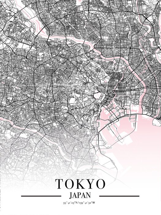 Poster Stratenplan van Tokio