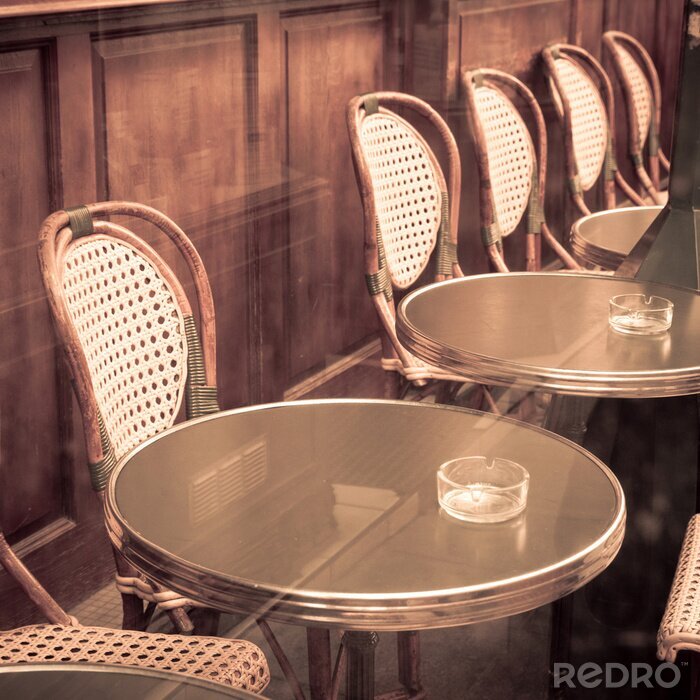 Poster Street view van een terras koffie