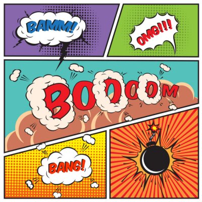 Poster Striptekstballonnen met geluidseffecten