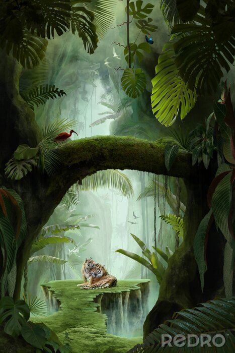 Poster Struikgewas van dichte jungle
