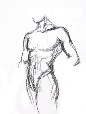 Studie van de schets van het mannelijk lichaam