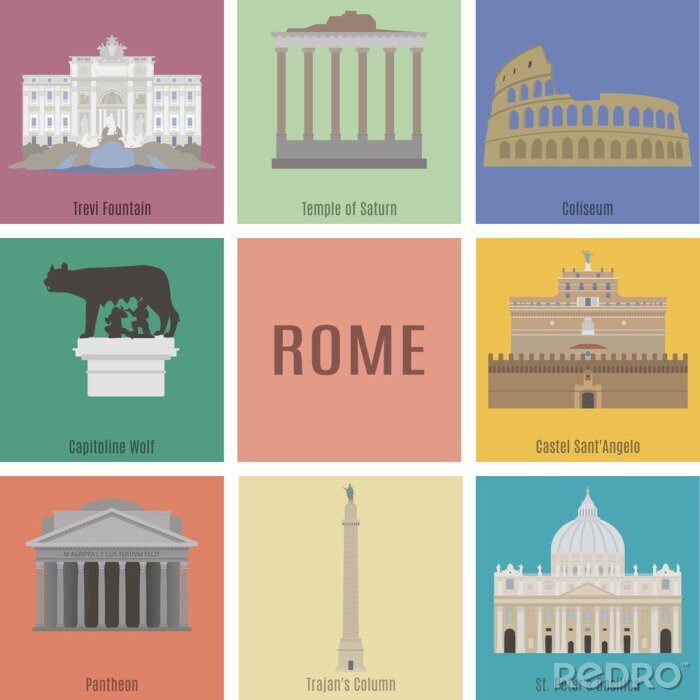 Poster Symbolische collage van Rome