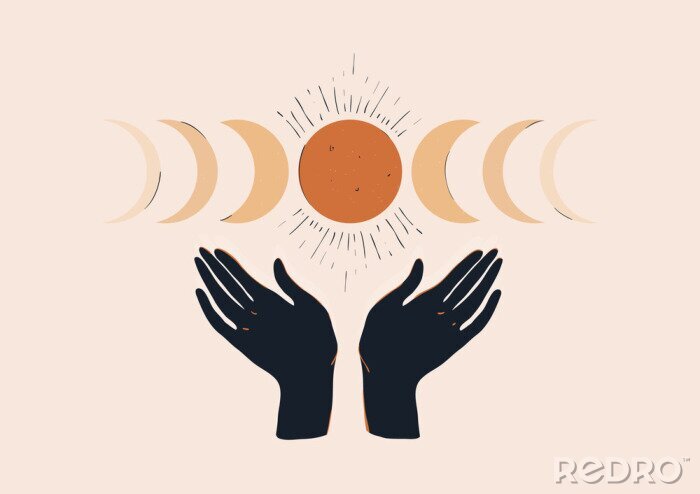 Poster Symbool van maanfasen in minimalistische stijl
