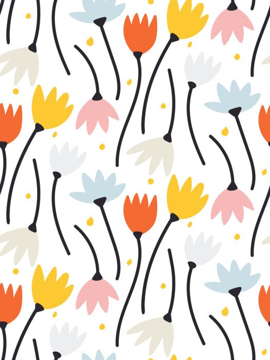 Poster Takje groene thee met bloemen