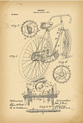 Poster Technische tekening voor een fiets