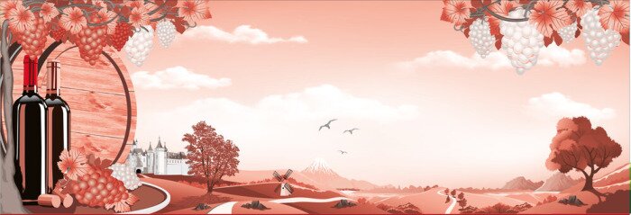 Poster Tekening panorama van Toscane