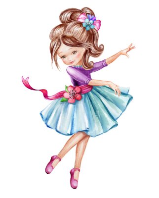 Poster Tekening van een dansend meisje