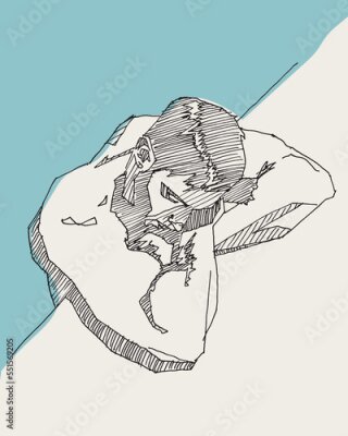 Poster Tekening van een man in pastelkrijt