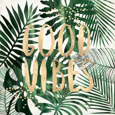 Poster Tekst 'Good vibes' op de bladeren