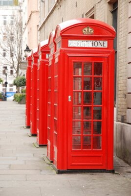 Poster Telefooncellen in een rij van Londen