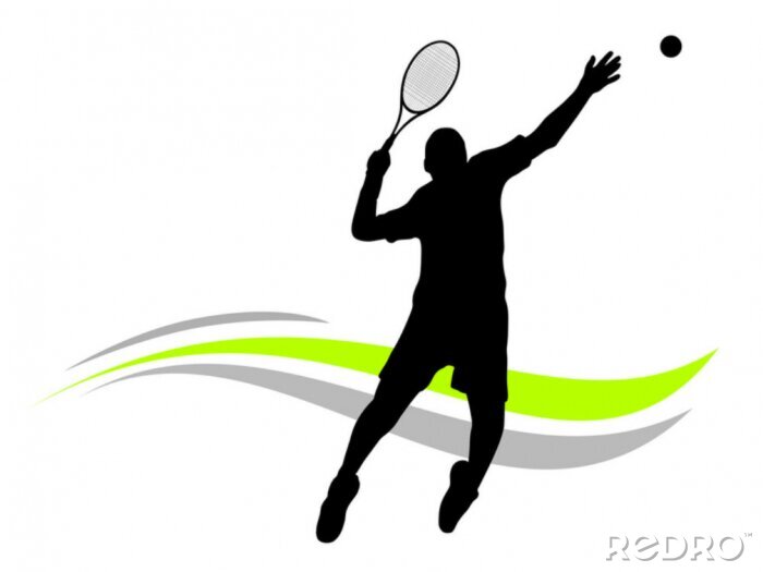 Poster Tennis en tennisser silhouet