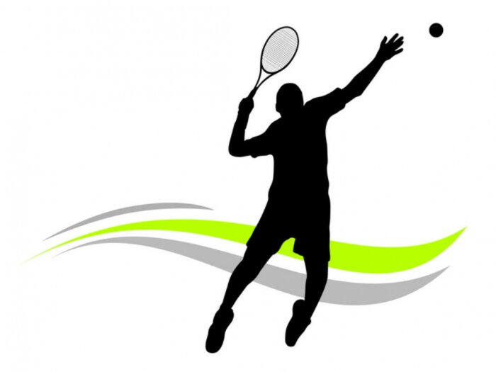Poster Tennis en tennisser silhouet