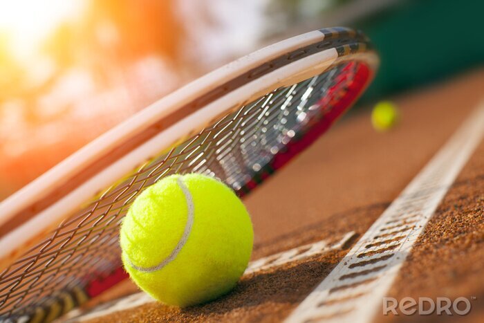 Poster Tennisbal en racket
