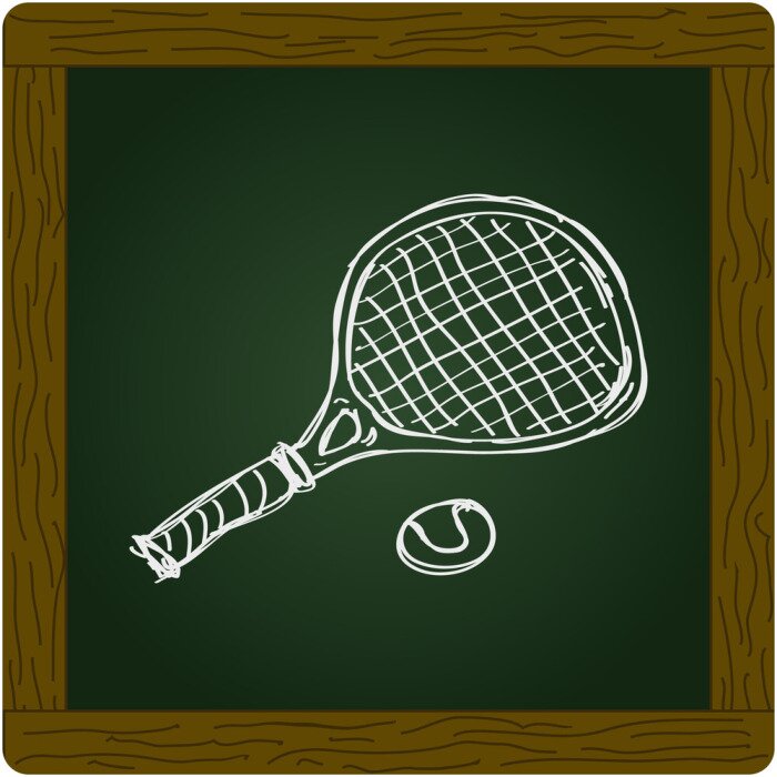 Poster Tennisracket en groene achtergrond