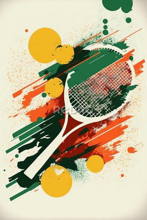 Poster Tennisracket en kleuren