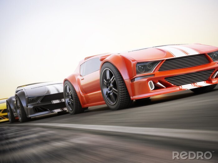 Poster The race , Exotic sports cars racing with motion blur