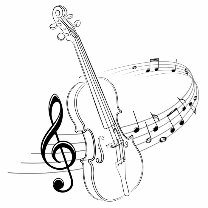 Poster The stylized symbol with music notes and violin.