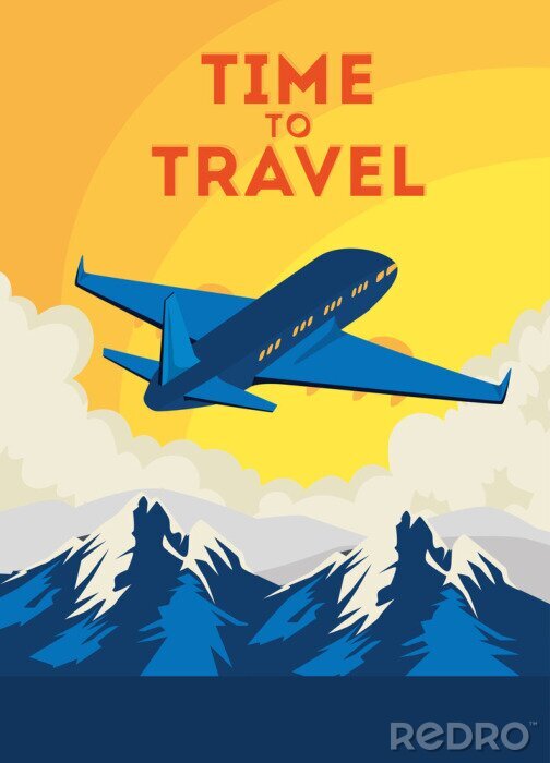 Poster Tijd om met het vliegtuig te reizen