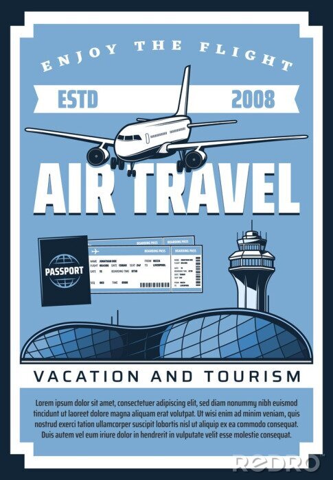 Poster Toeristische advertentie voor de luchthaven