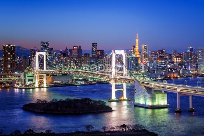 Poster Tokyo Rainbow Bridge und Tokyo Tower