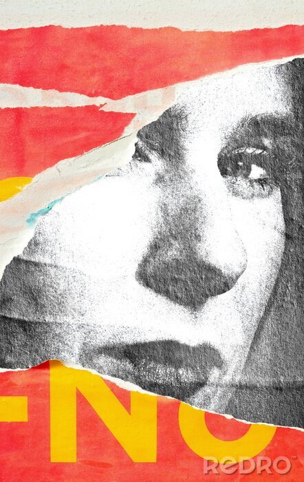 Poster Torn ripped street posters paper  blended woman portrait
