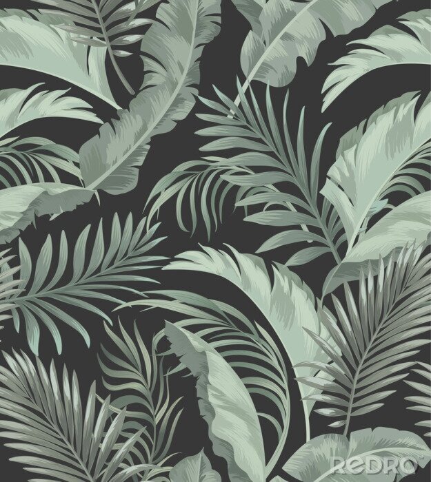 Poster Tropisch blad in ingetogen groen