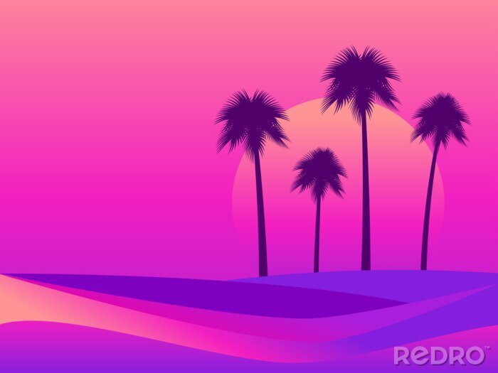 Poster Tropisch kunstwerk met palmbomen