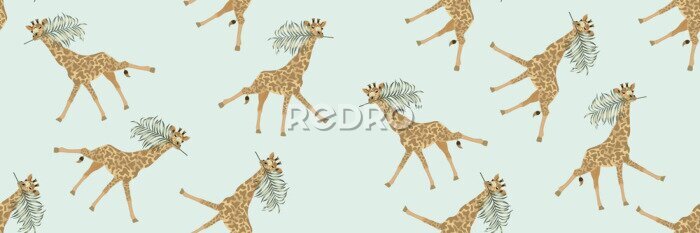 Poster Tropische dieren en palmbladeren