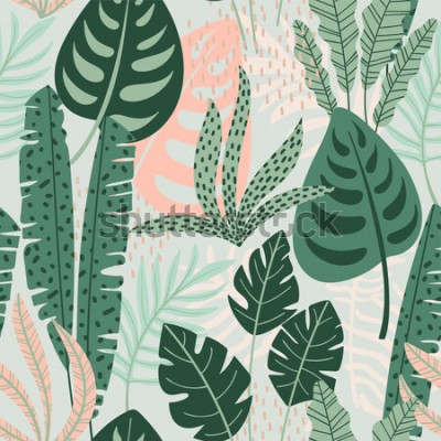 Poster Tropische natuur in pasteltinten