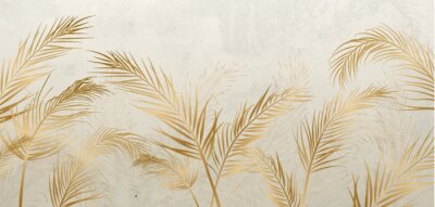 Tropische palmbladeren in goud immiterende tinten