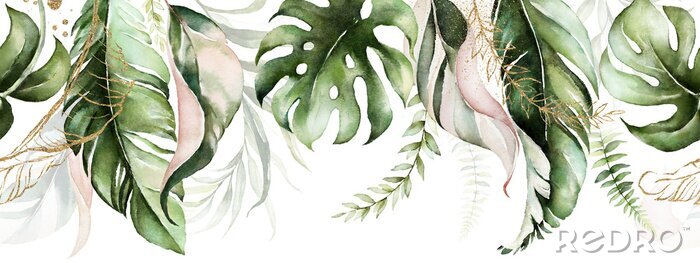 Poster Tropische planten in boho-stijl