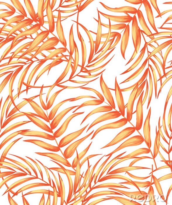 Poster Tropische planten met oranje bladeren